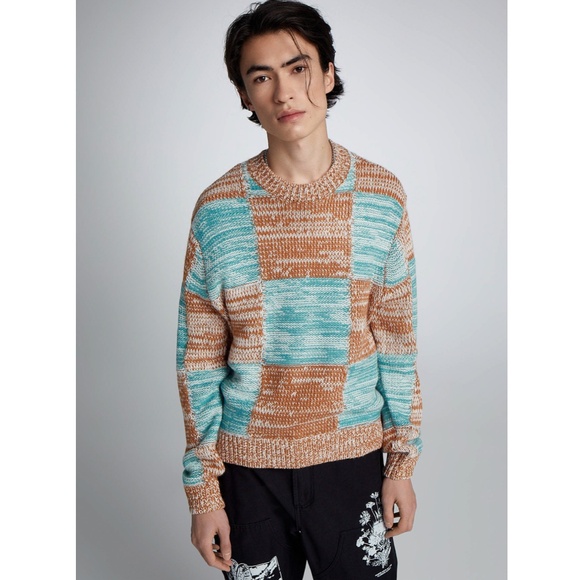 OBEY Dominic Checkerboard Crew Neck Sweater Large NEW